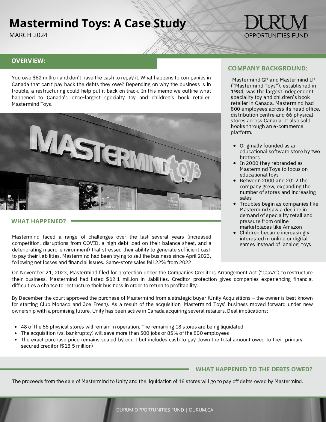 Mastermind x DOF Case Study — Durum Capital Inc.